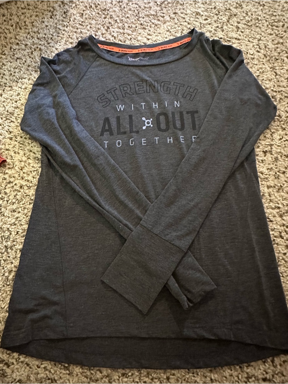 Orangetheory Charcoal Gray 'All Out Together' Long Sleeve Tee